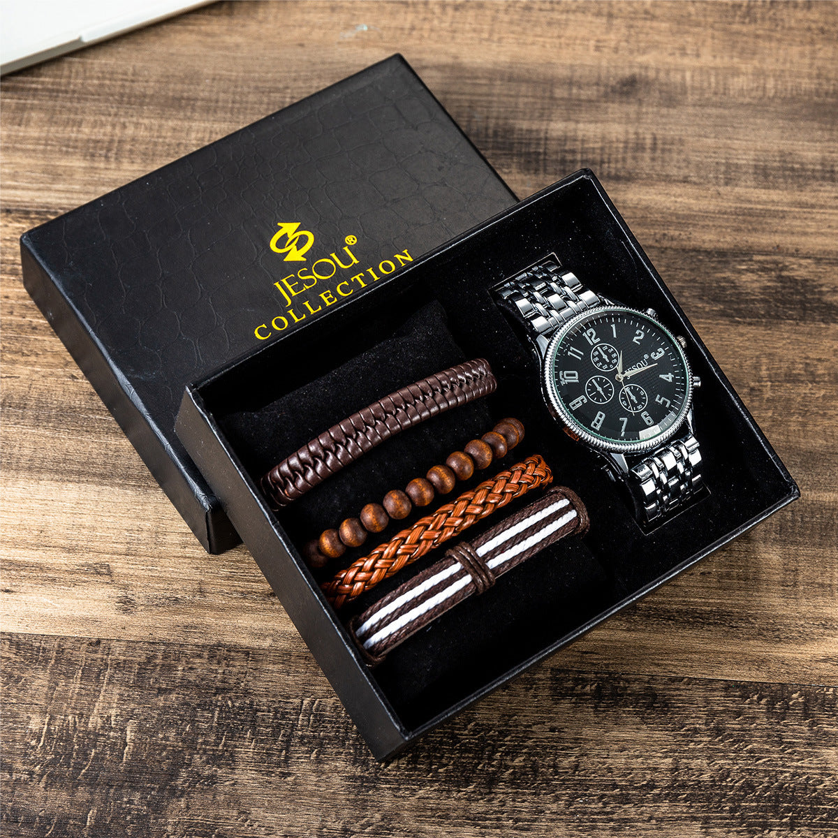Luxury Men’s Gift Set – Watch, Wallet, Cufflinks, Pen & Bracelets Elegant Business Style