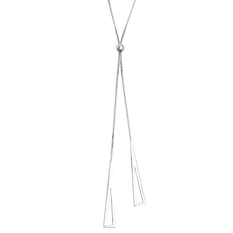 Elegant Geometric Drop Necklace for Women – Minimalist Adjustable Silver Chain