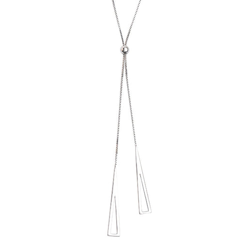 Elegant Geometric Drop Necklace for Women – Minimalist Adjustable Silver Chain