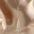 Elegant Geometric Drop Necklace for Women – Minimalist Adjustable Silver Chain