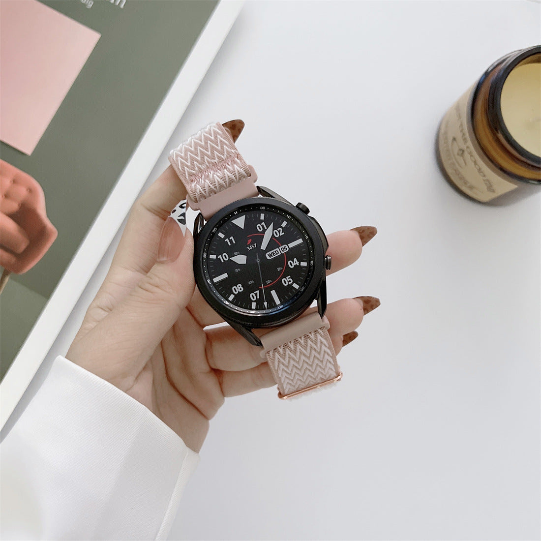 Nylon Watch Strap with W Pattern – Adjustable Loopback Sport Watch Band