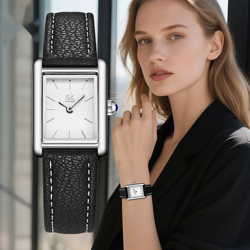 Women's Retro Square Quartz Watch – Minimalist Waterproof Fashion Watch