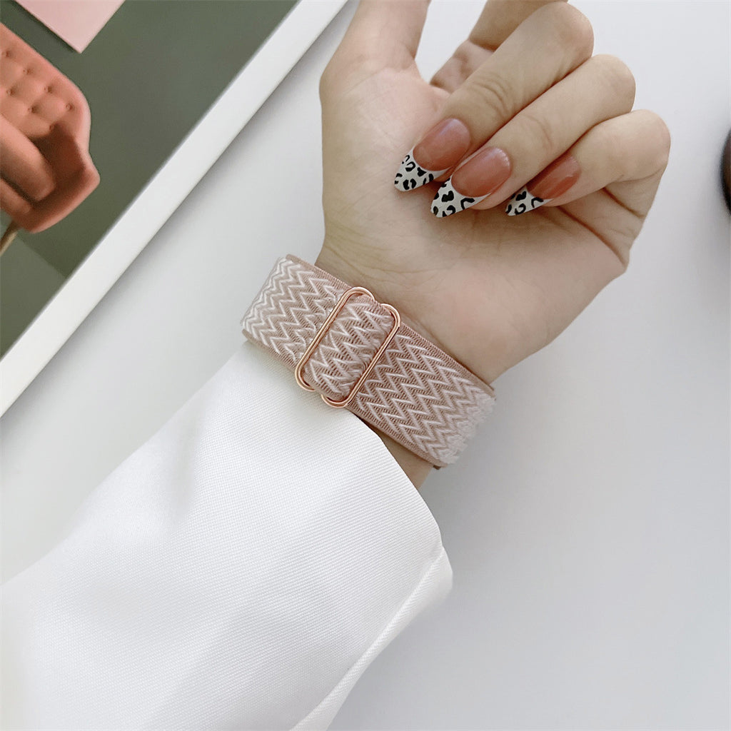 Nylon Watch Strap with W Pattern – Adjustable Loopback Sport Watch Band