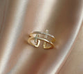 Minimalist Double Cross Zircon Ring – Adjustable