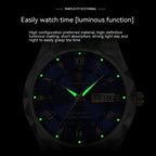 Luxury Men's Waterproof Quartz Watch with Double Calendar & Luminous Display