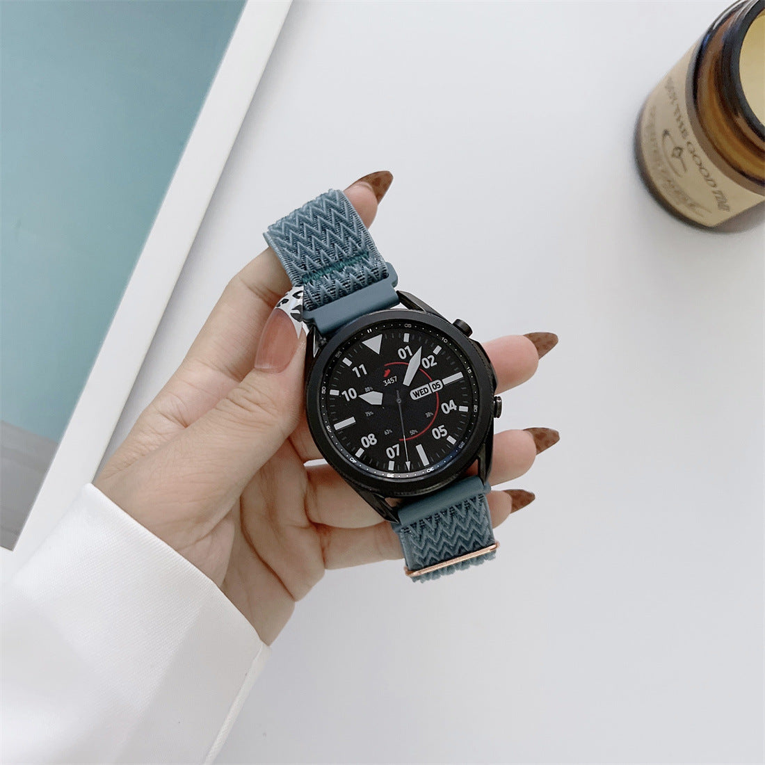 Nylon Watch Strap with W Pattern – Adjustable Loopback Sport Watch Band