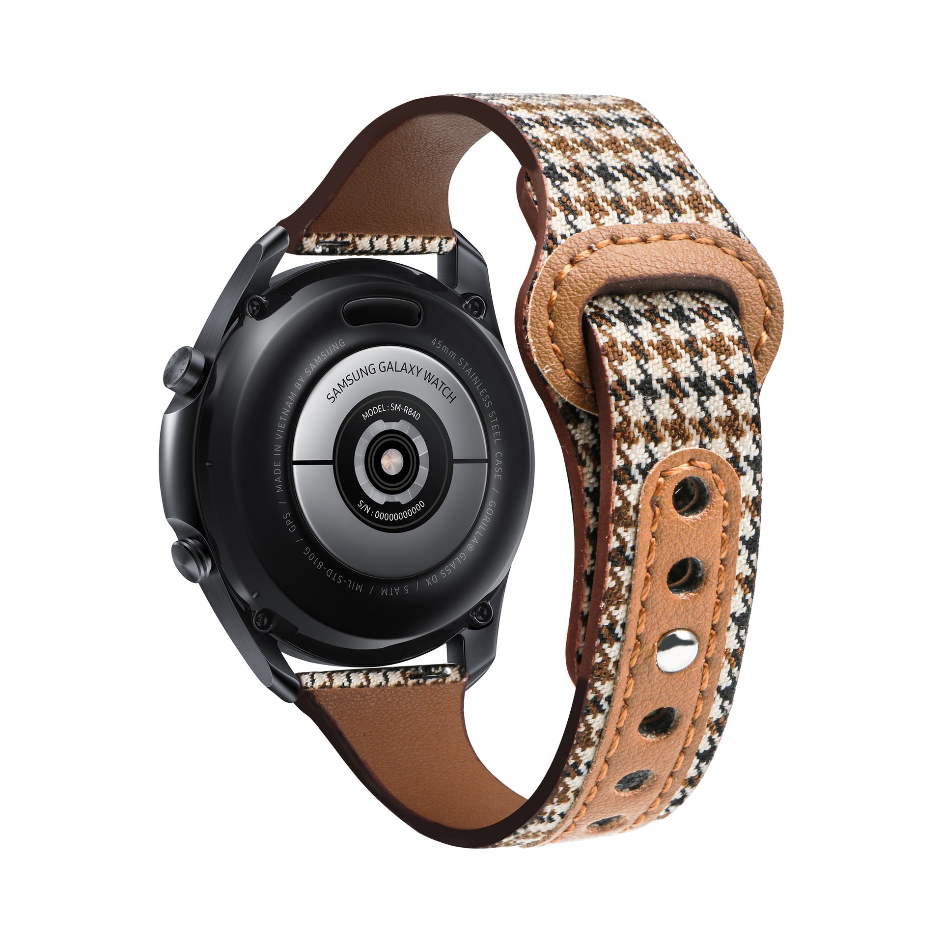 Leather & Canvas Watch Strap – Vintage Houndstooth Replacement Band (20mm / 22mm / 23mm)