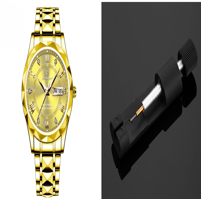 Luxury Men's Waterproof Quartz Watch with Double Calendar & Luminous Display