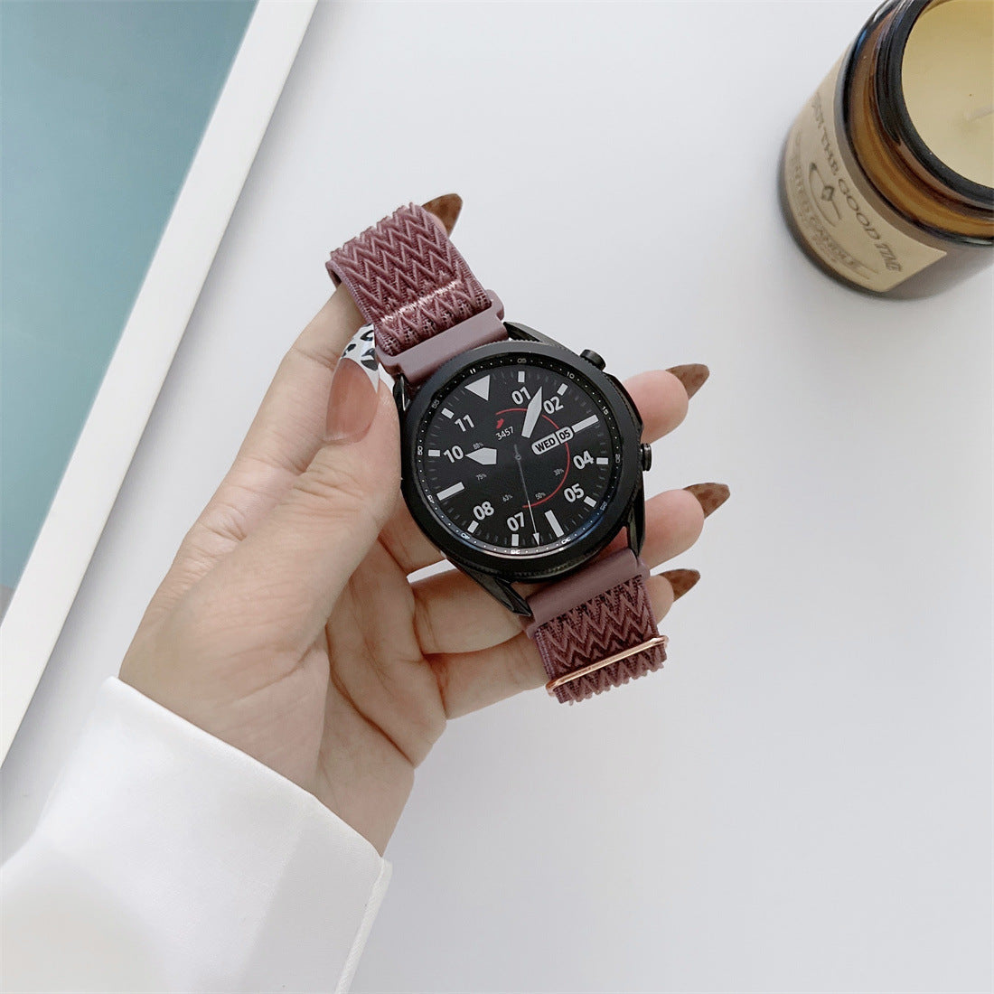 Nylon Watch Strap with W Pattern – Adjustable Loopback Sport Watch Band