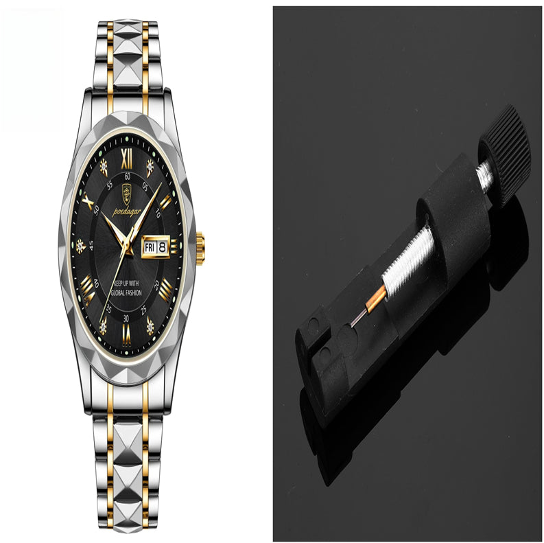 Luxury Men's Waterproof Quartz Watch with Double Calendar & Luminous Display