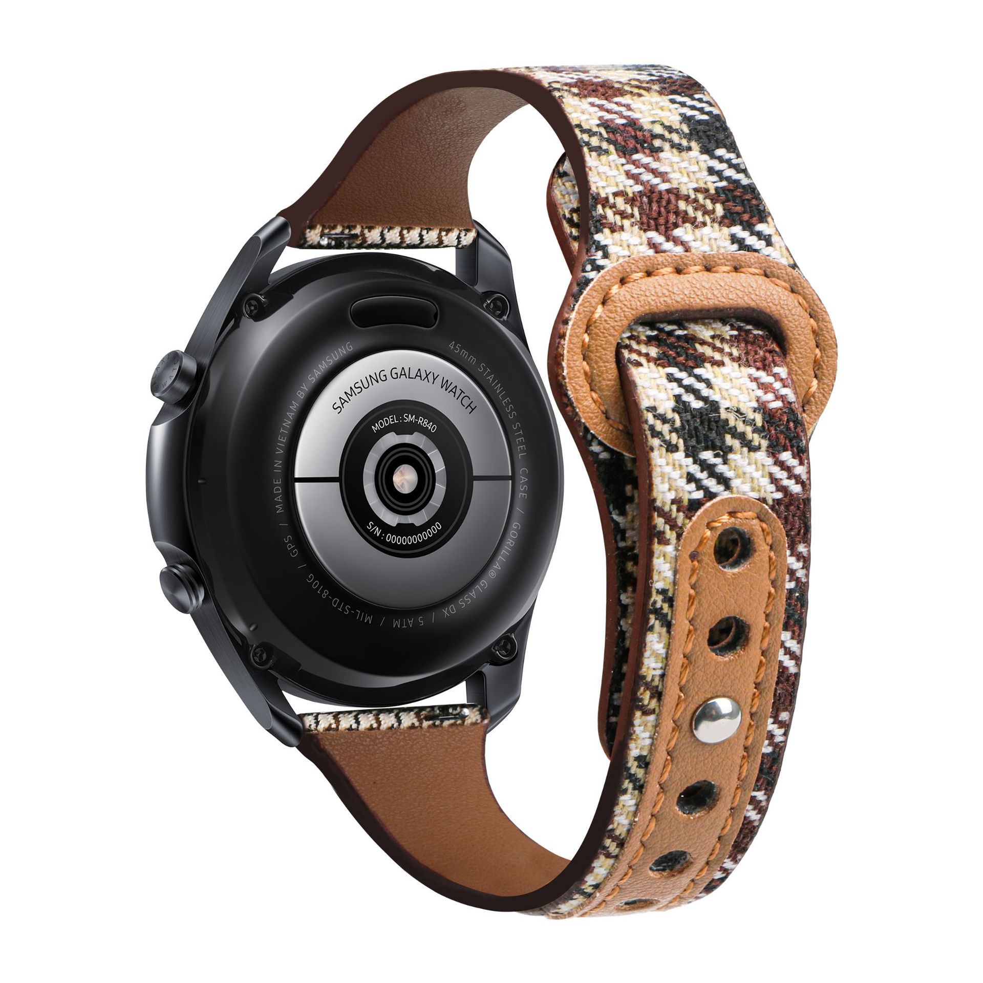 Leather & Canvas Watch Strap – Vintage Houndstooth Replacement Band (20mm / 22mm / 23mm)