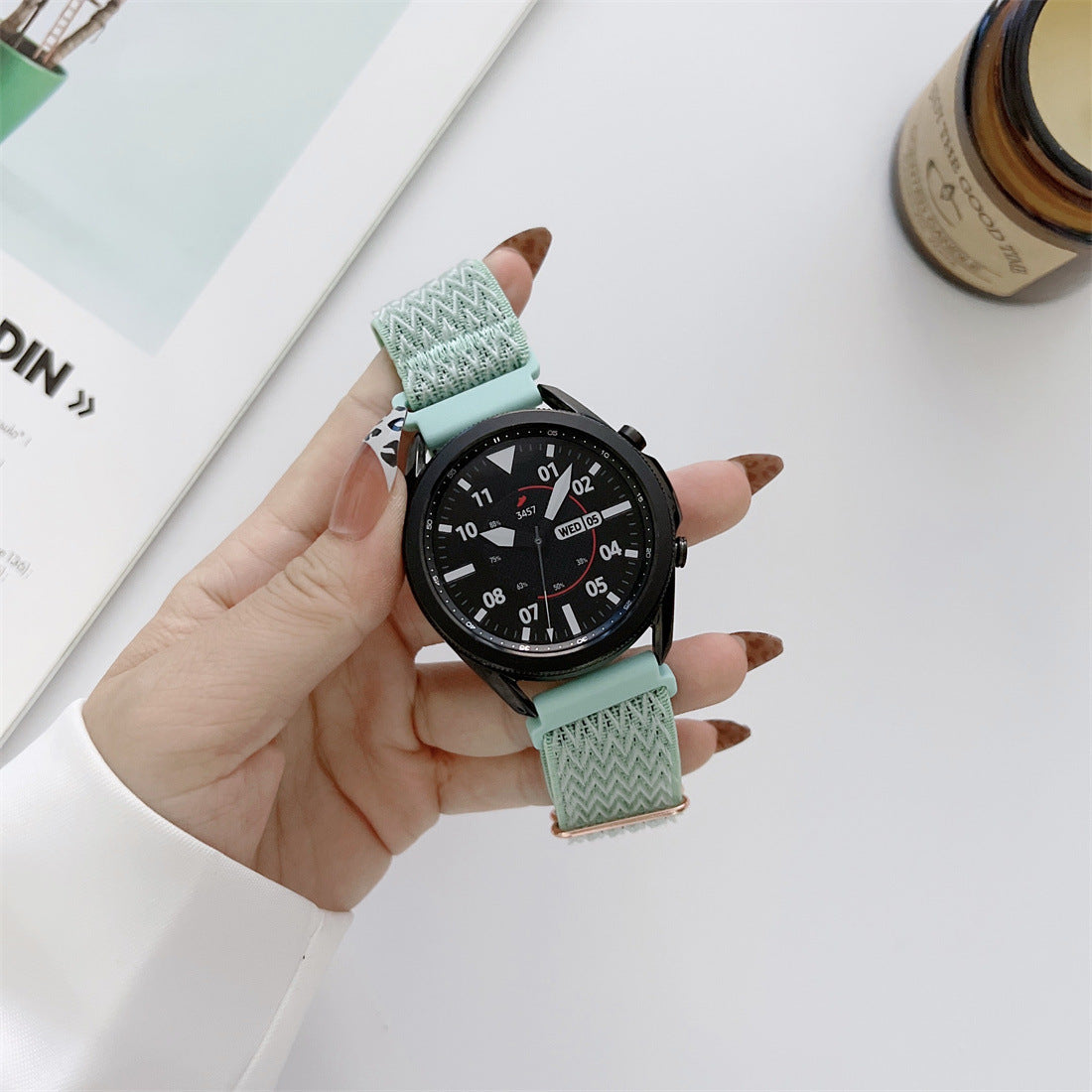 Nylon Watch Strap with W Pattern – Adjustable Loopback Sport Watch Band