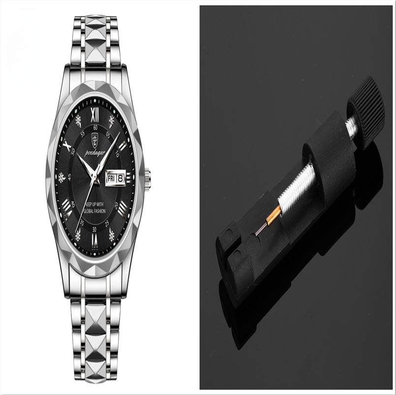 Luxury Men's Waterproof Quartz Watch with Double Calendar & Luminous Display