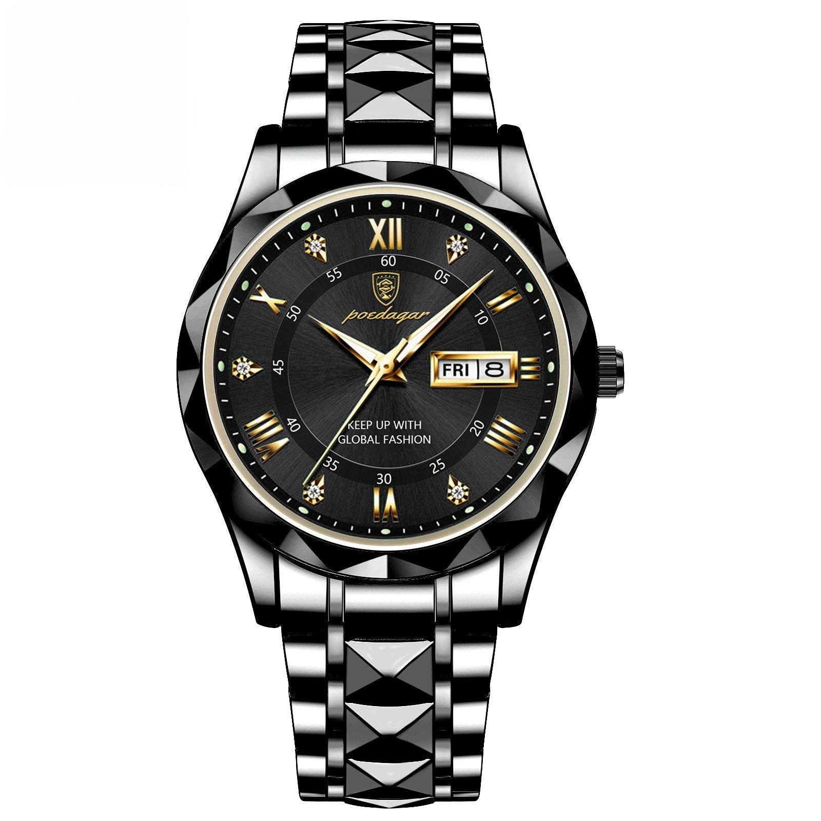 Luxury Men's Waterproof Quartz Watch with Double Calendar & Luminous Display
