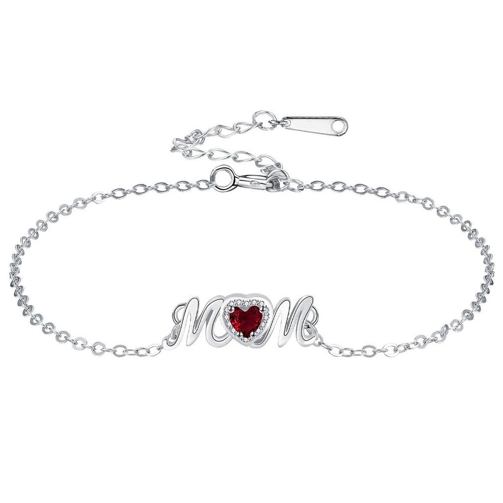 Elegant Adjustable MOM Bracelet – Silver Heart Bracelet Gift for Mothers