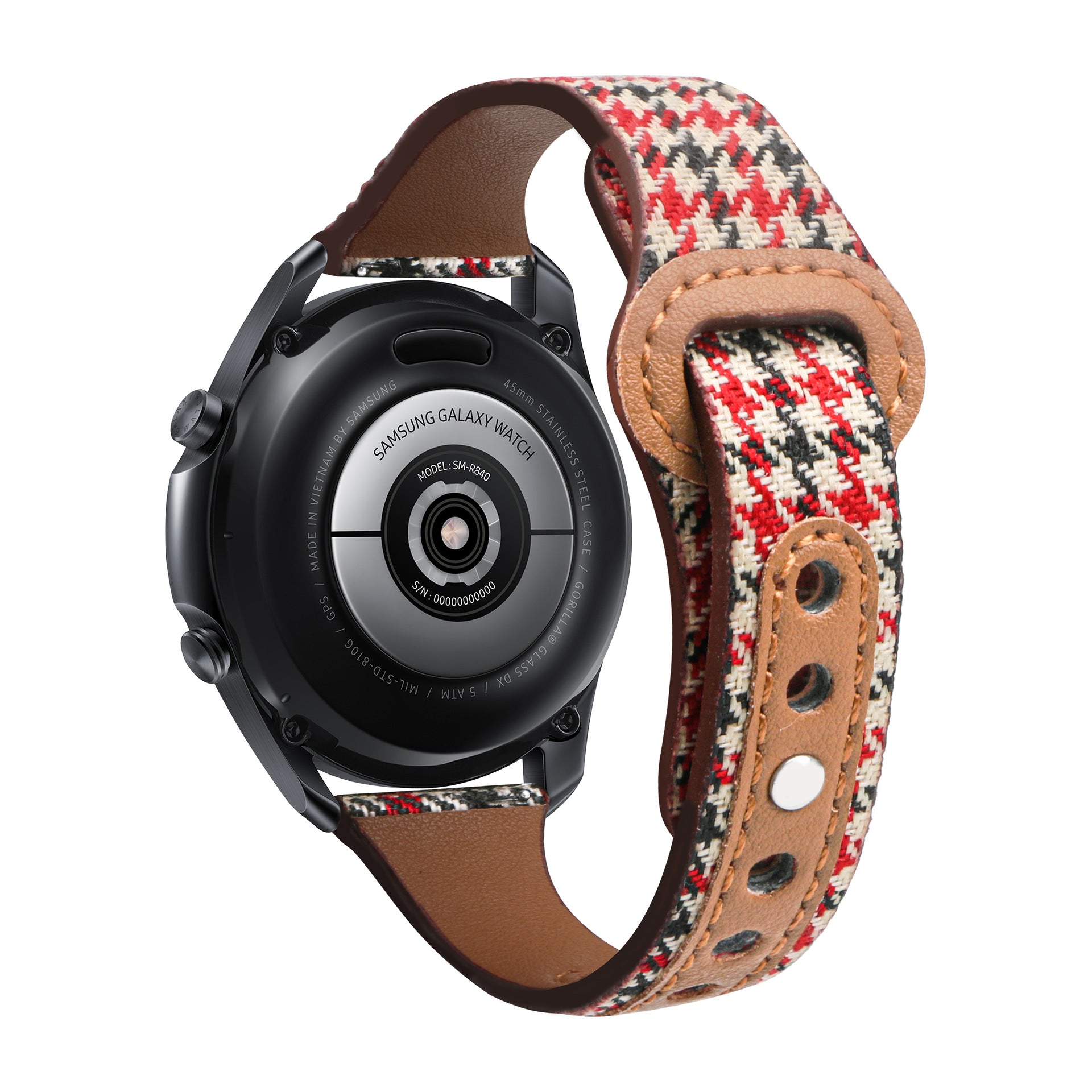 Leather & Canvas Watch Strap – Vintage Houndstooth Replacement Band (20mm / 22mm / 23mm)