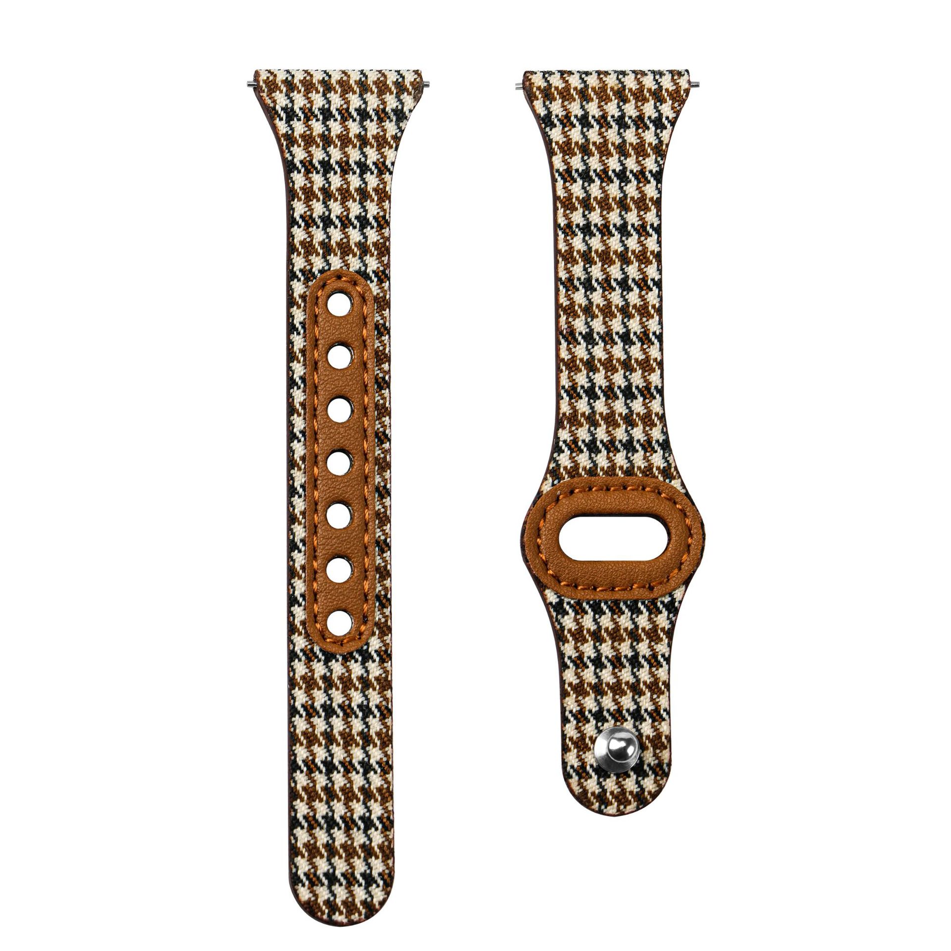 Leather & Canvas Watch Strap – Vintage Houndstooth Replacement Band (20mm / 22mm / 23mm)