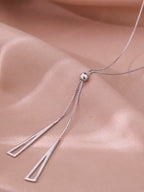 Sterling Silver Geometric Triangle Necklace for Wo